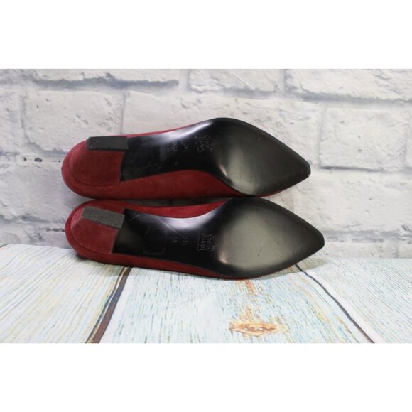 Bally Inova Women's Red Suede Slip On Pointed Casual Pump Heel Shoes Size 5.5 M - Picture 8 of 9
